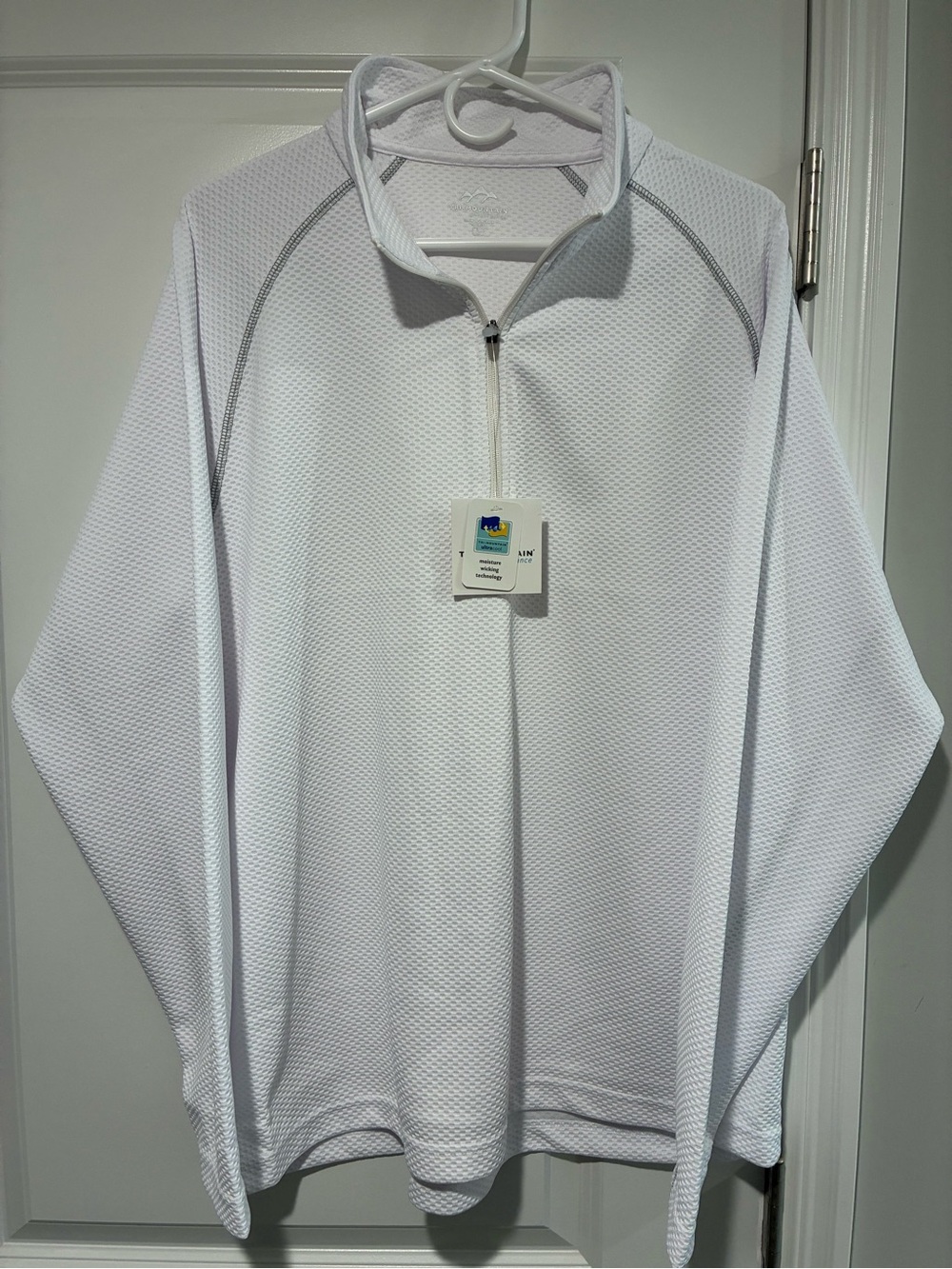 Men's White Lightweight Quarter-Zip Shirt Jacket